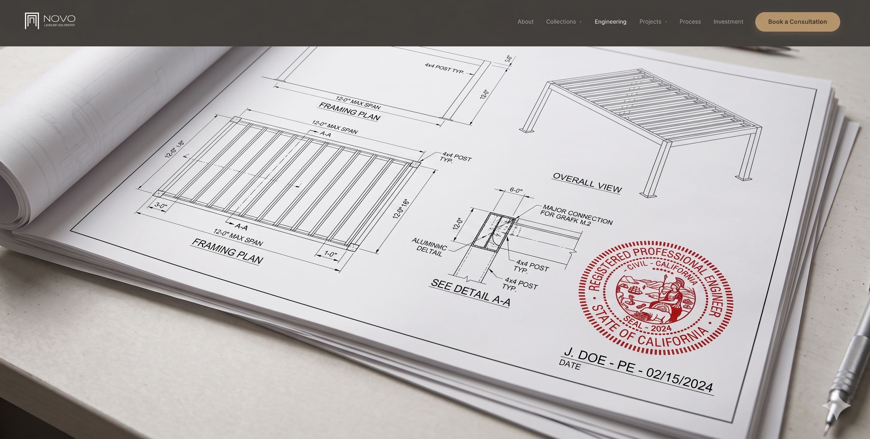 PE-stamped framing plan and engineering drawing
